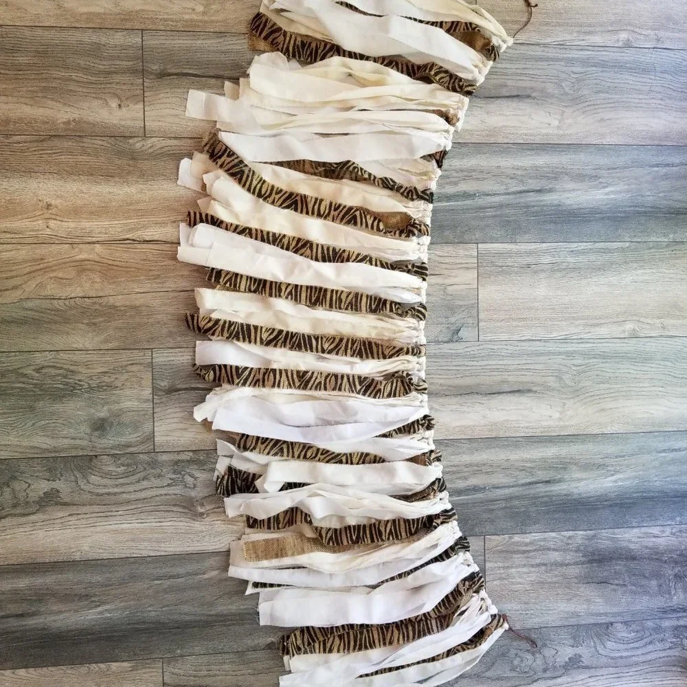 Linen Fabric Banner Wall Hanging | Zebra Burlap | 5'